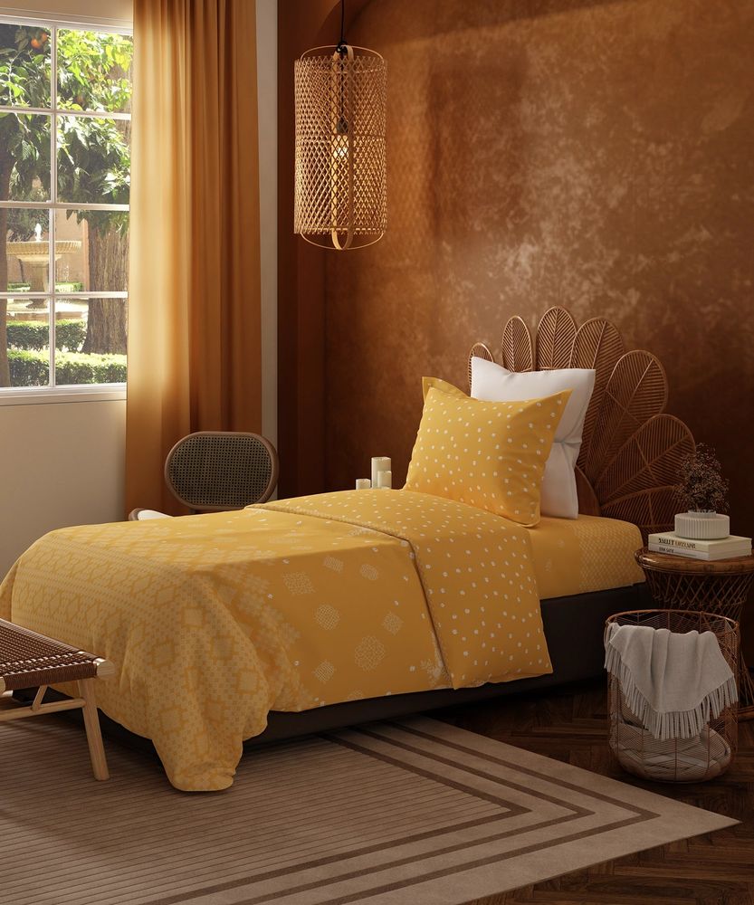 Single Bedsheet Set, Kolam Streets Yellow