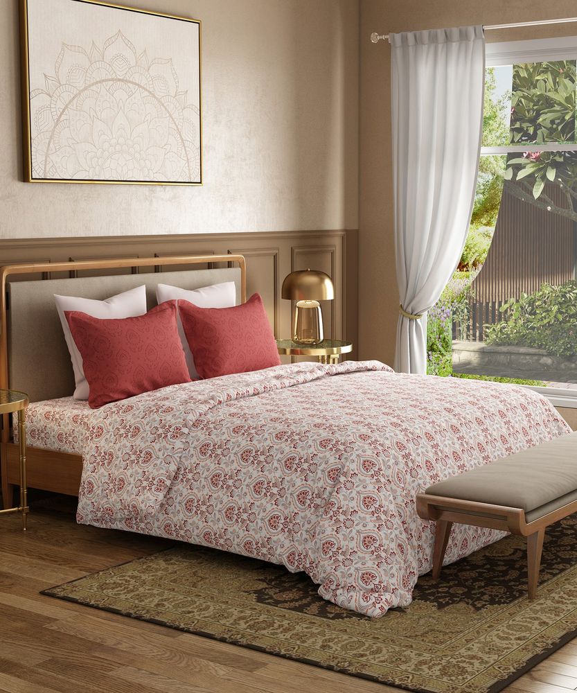 Printed King Bedsheet, Gulrez Red