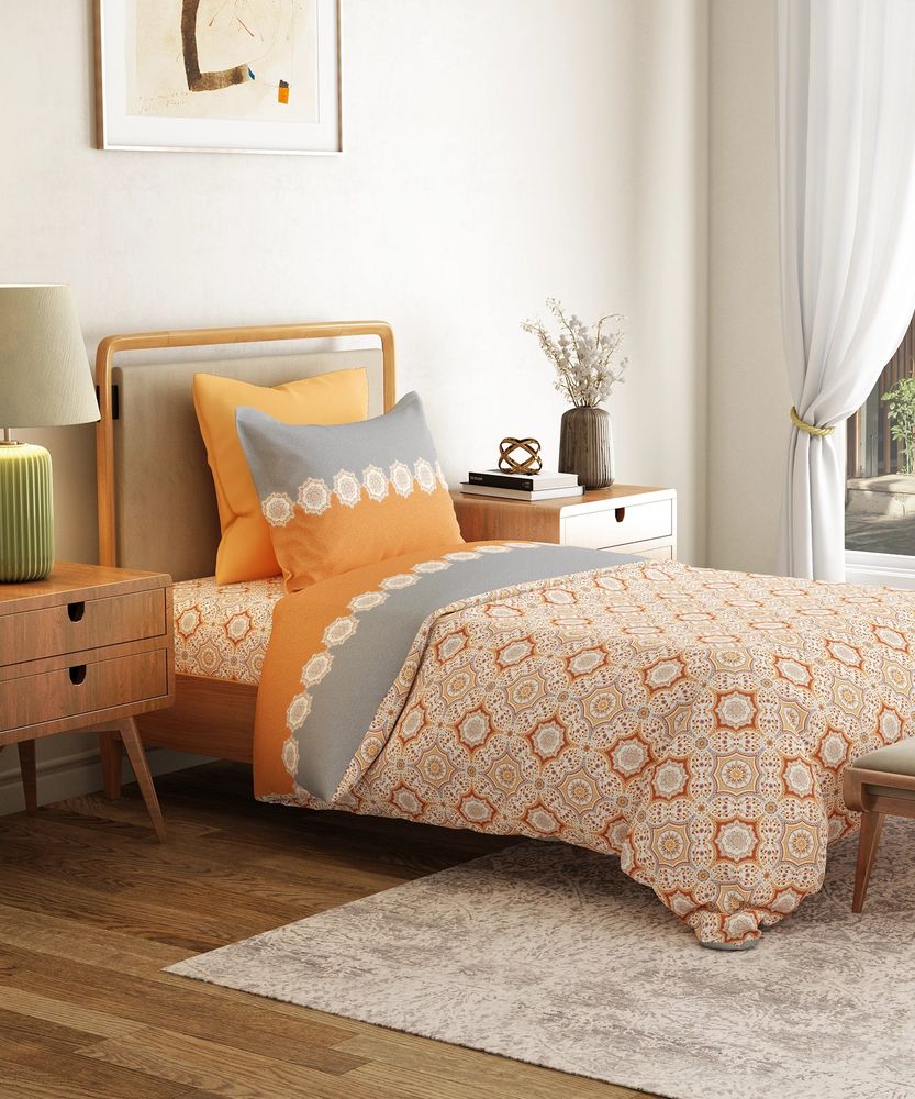 Printed Single Bedsheet Set, Meadow Brown