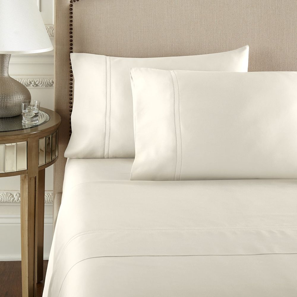 Solid Cotton Bedsheet - Ivory - 1000 TC