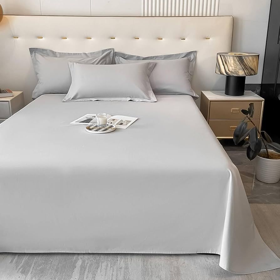 Solid Cotton Bedsheet - Grey - 400 TC