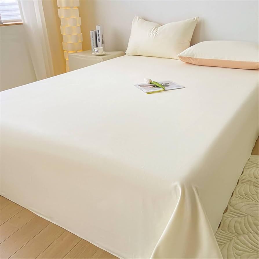 Solid Cotton Bedsheet - White - 300 TC