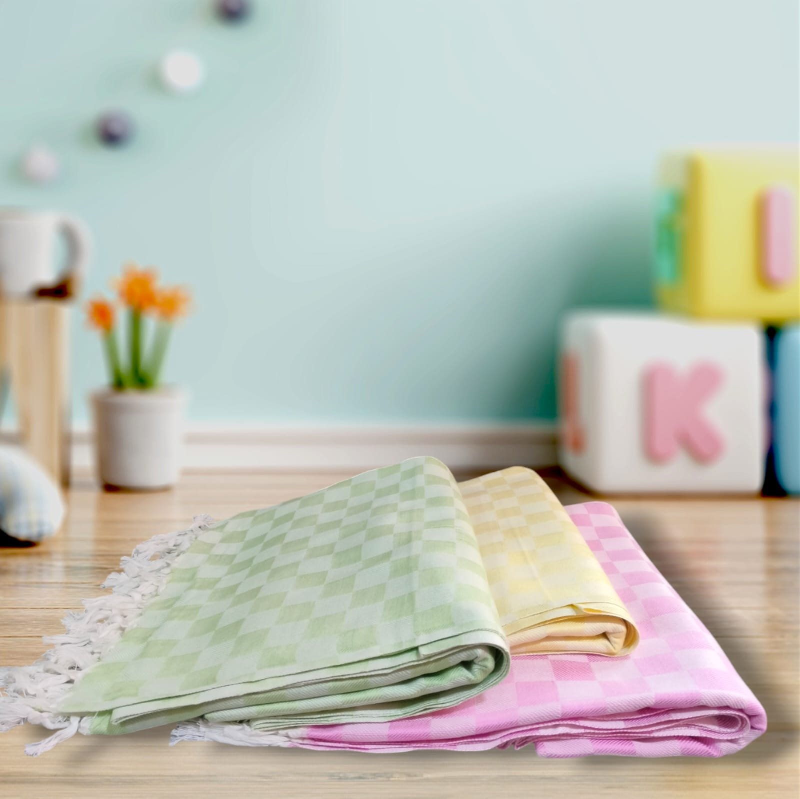 (Pack Of 3) Bhagalpuri Silky Chadar/Duet/Bedsheet Pink Yellow & Green best for Traveling train and car