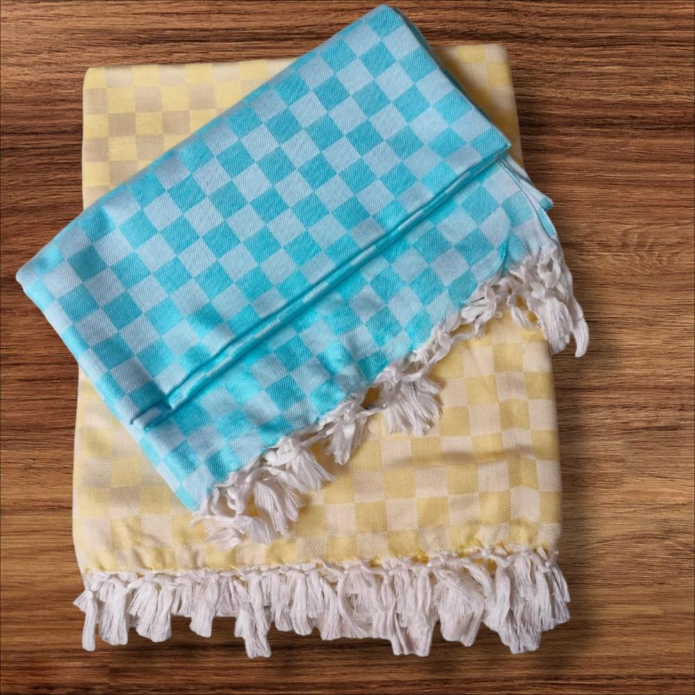 (Pack Of 2) 3D Design Single Soft AC Blanket for AC Room (Firoza, Lemon Yellow) Bhagalpuri Chadar
